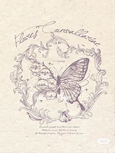 a drawing of a butterfly with the words floss and flowers in it's center