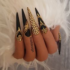 Tnaildesign on Instagram: “Black Gold nails💅…” Black Gold Nails, Exotic Nails, Nail Swag, Beautiful Nail Designs