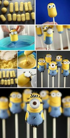 the cake pops are made to look like minion characters