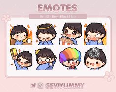 the emotes sticker sheet for sevummy's new game