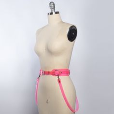 Apatico - Nina Belt - Suspender Harness Belt - Neon Pink - Blacklight Dark Gothic Aesthetic, Fashion Harness, Pink Pvc, Harness Fashion, Harness Belt, Holographic Vinyl, Gothic Accessories, Gothic Aesthetic, Natural Curves