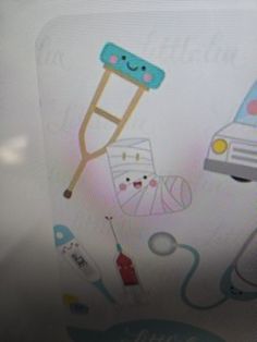 a computer screen with an image of a ladder and other items on it, including a toothbrush