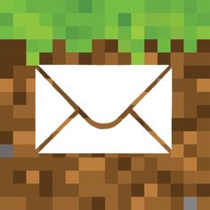 an email envelope is shown in this pixellated image with green and brown squares around it