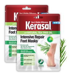 PRICES MAY VARY. Two pairs of Kerasal Intensive Repair Foot Masks Foot mask visibly improves cracked heels and dry feet Masks contain tea tree oil, chamomile, shea butter and aloe to exfoliate and moisturize dry skin Foot exfoliator comes in one pair of convenient masks for simple application Place skin mask on feet and let sit for 20 minutes Foot Mask, Foot Soak, Skin Mask, Cracked Heels, Natural Teas, Ingrown Toe Nail, Foot Cream, Moisturizer For Dry Skin, Tree Oil