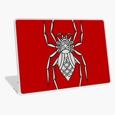 a red and white spider laptop skin