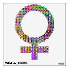 an image of a female symbol with colorful dots on white background wall decals and stickers