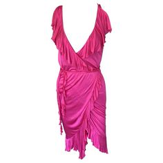 Check out this item from 1stdibs! Versace S/S 2004 Runway Plunging Neckline Wrap Ruffles Dress: https://www.1stdibs.com/id-v_19372392 Summer Cocktail Sleeveless Draped Dress, Draped Sleeveless Dress For Summer Cocktail, Vestidos Versace, 2004 Runway, Nude Gown, Versace Runway, Ruffles Dress, Belted Wrap Dress, Tulle Mini Dress