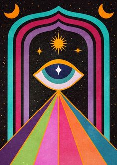 an image of the all seeing eye with stars above it