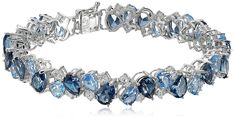 Topaz Bracelet, Blue Topaz Bracelet, Cuff Bracelets Handmade, Blue Topaz Stone, White Bracelets, Jewelry Fashion Trends, A Bracelet, Gemstone Bracelets, Silver Blue