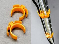 two pictures side by side, one has scissors and the other has an orange handle