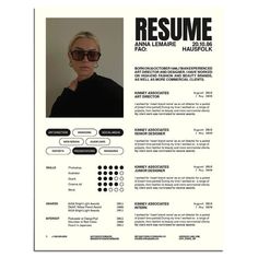 a professional resume template with an image of a woman in sunglasses on the front page