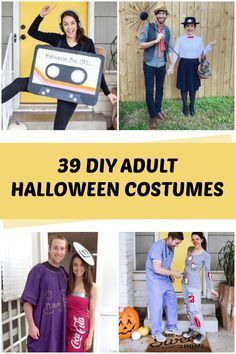 some people are dressed up in costumes and posing for pictures with the words 39 diy adult halloween costumes