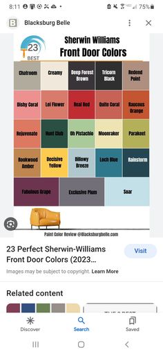 the color scheme for sheryl williams's front door colors is shown in this screenshot