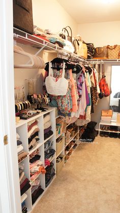 the closet is full of shoes and handbags for all kinds of people to use