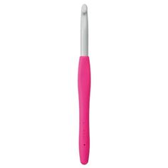 a pink and white toothbrush on a white background