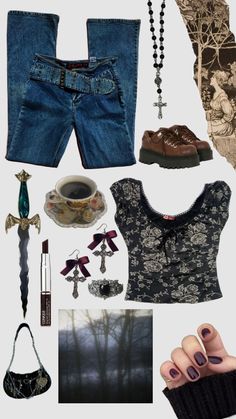 #outfit #pretty #springoutfit #weirdgirlautumn #whimsigoth #90sfashion Goth Outfits Aesthetic, Boho Style Outfits, Romantic Outfit, Goth Outfits, Bohemian Clothes