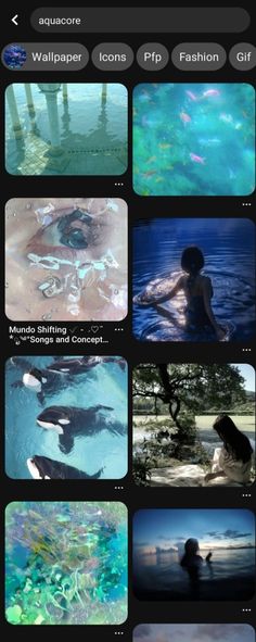 an iphone screen with multiple images of people swimming in the water and on top of each other