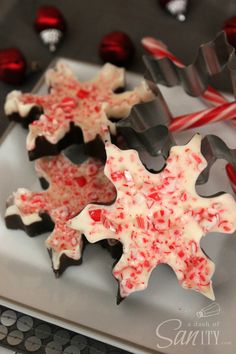 christmas cookies on a plate with candy canes