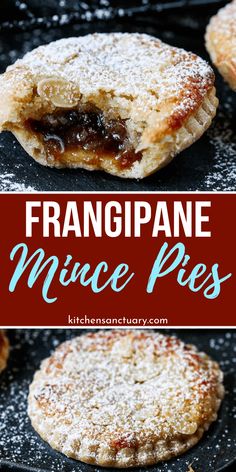 some food that is sitting on top of a pan with the words franopane mince pies