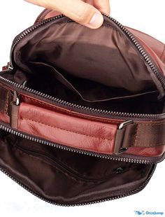 OrcaJump - Mens 2022 Messenger Bag Crossbody Bag with Cowhide Zipper and Plain Design for Daily Outdoor Use - Red, Brown, and Black Red Leather Bag With Zipper Closure, Outdoor Red Bags With Zipper Closure, Red Outdoor Shoulder Bag With Large Capacity, Red Large Capacity Shoulder Bag For Outdoor, Red Shoulder Bag With Large Capacity For Outdoor, Red Crossbody Bag For Outdoor, Outdoor Leather Bag With Zipper Pocket, Red Leather Satchel With Zipper Pocket, Plain Design