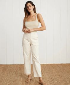 Cotton Linen Ranger Trouser – Jenni Kayne Army Pants, Jenni Kayne, White Houndstooth, Cropped Trousers, Wool Dress, Striped Linen, Trouser Pants, Linen Pants, Straight Leg Pants