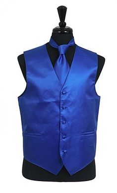 a blue vest and tie on a mannequin