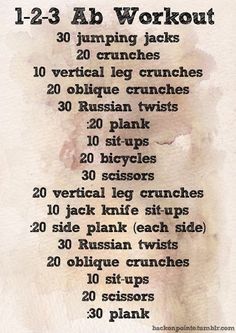 a poster with instructions for the 12 - 3 ab workout