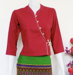 "S = chest 34\" M = chest 36 \", L = chest38\", XL = chest40 \" XXL : chest42 \" Please inform the shirt's size every time you place an order." Traditional Fitted Tunic Top, Traditional Red Fitted Shirt, Fitted Traditional Collared Shirt, Fitted Traditional Red Shirt, Red Fitted Traditional Shirt, Traditional Fitted Long Sleeve Shirt, Fitted Cotton Shirt With 3/4 Sleeves, Fitted Cotton Tunic Blouse, Traditional Fitted Cotton Shirt