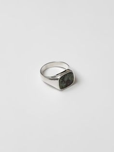 Wolf Circus Classic Unisex Men's Square Natural Gemstone Inlay Signet Moss Green Stone 925 Sterling Silver | Jules Ring in Dragon Jasper and Sterling Silver Wolf Circus, Silver Signet Ring, Charm Rings, Unisex Ring, Recycled Metal, Moss Green, Green Stone, Signet Ring, Ring Earrings