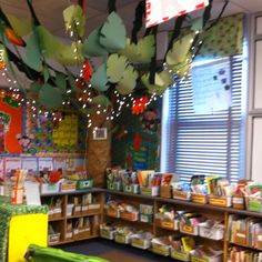 a classroom with lots of books and toys