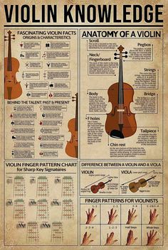 an old violin poster with instructions on how to play the violin and how to use it