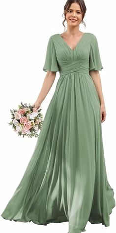 Short Sleeve Bridesmaid Dress, Formal Party Dresses, Long Sleeve Bridesmaid Dress, Formal Wedding Guest Dress, Sage Green Bridesmaid Dress, Sage Green Dress, Fall Bridesmaid Dresses, Bridesmaid Dresses With Sleeves, Elegant Bridesmaid Dresses