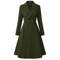 Dark Green Color This Women's Trench Coat Is Made Of Polyester Blend, Anti Cold And Windproof, Keep Warmth And Durable, Wear This Womens Winter Coat To Keep You Warm All Days. This Women's Pea Coat Has Classic And Simple Features, Which Creates Stunning Curve, Wear This Women's Long Trench Coat Making You More Beautiful, Fashionable And Elegant. Elegant Khaki Long Pea Coat, Elegant Long Khaki Pea Coat, Elegant Single-breasted Khaki Pea Coat, Elegant Khaki Single Breasted Pea Coat, Elegant Khaki Single-breasted Pea Coat, Elegant Olive Outerwear For Formal Occasions, Elegant Olive Formal Outerwear, Fitted Olive Outerwear With Buttons, Fitted Green Double-breasted Pea Coat