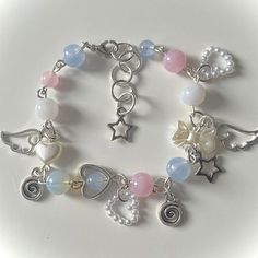 Fairy Bracelets, Anting Manik, Angel Wing Bracelet, Bracelets Design, Pretty Princess, Beads Bracelet Design, Jewelry Accessories Ideas, Star Bracelet, Pretty Bracelets