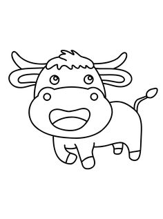 a black and white drawing of a cow with an angry look on it's face