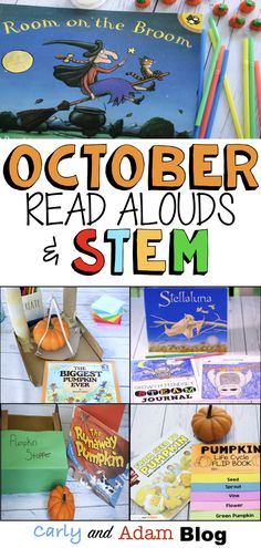 Stem Read Alouds, October Read Alouds, Fall Stem Activities, Halloween Stem Activities, Kindergarten Stem, October School, Elementary Stem Activities, Halloween Stem, Stem Books