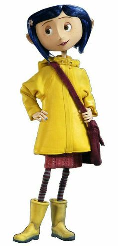 an animated doll wearing yellow raincoat and boots