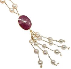 Akoya Pearl Ruby Necklace 8.25 mm 24" 14k Gold Italy Certified $4,750 – Certified Fine Jewelry Gold Diamond Necklace