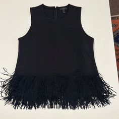 Never Worn J.Crew Black Fringe Tank Sleeveless Black Top With Fringe, Black Fringe Top For Night Out, Black Fringe, J Crew, Womens Tops, Tank Tops, Women Shopping, Black, Color