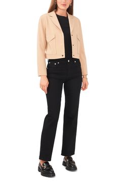 The classic notch-lapel blazer is updated with a cropped silhouette and snap closures for a casual work or weekend look. Notched lapels Long sleeves Unlined 100% polyester Machine wash, line dry Imported Lapel Blazer, Crop Blazer, Casual Work, Work Casual, Vince Camuto, Camel, Top Brands, Nordstrom, Long Sleeves