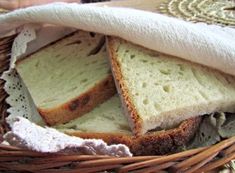 two slices of white bread in a basket