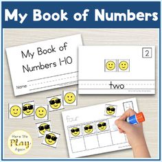 the book of numbers is shown with two pages and one page that has smiley faces on it