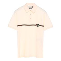 GUCCI GG Embroidered Short Sleeve Polo Shirt For Men Beige 598957-XJB0V-9247 (Men's/Embroidery/Gift Recommend/Gift to Boyfriend) Gucci Cotton Polo Shirt, Designer Embroidered Collared Tops, Classic Gucci Polo Collar Top, Classic Gucci Cotton Shirt, Designer Polo Shirt With Embroidered Logo, Gucci Luxury Collared Shirt, Luxury Gucci Collared Shirt, Gucci Cotton Short Sleeve Polo Shirt, Gucci Classic Cotton Polo Shirt