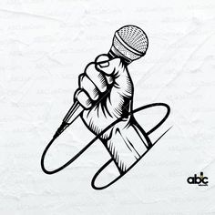 a drawing of a hand holding a microphone