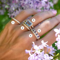 Personalized Warren Horizontal Birthstone Ring with Accent Stones in 1 Garnet Ring, Large Ring, Aquamarine Rings, Ring Sizer, Garnet Rings, Blue Topaz Ring, March Birth Stone, Topaz Ring, Birthstone Ring