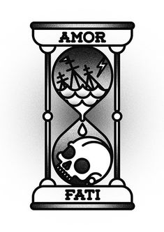 Amor Fati Tattoo, Traditional Tattoo Black And White, Memento Mori Tattoo, 42 Tattoo, Traditional Tattoo Old School, Traditional Flash, Traditional Tattoo Art