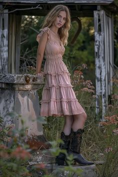 115+ Stunning Sundresses with Cowboy Boots Outfits for Your Western Wardrobe - From The Guest Room Cottage Homestead, Fairytale Cottage, Spring Dresses