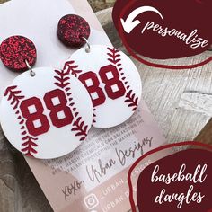 Baseball Faux Leather Earrings, Baseball Earrings Cricut, Diy Sublimation Earrings, Cricut Earring Ideas, Acrylic Earrings Diy, Leather Earrings Cricut, Xtool Projects, Acrylic Earrings Laser Cut, Softball Earrings