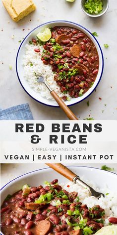 red beans and rice in a white bowl