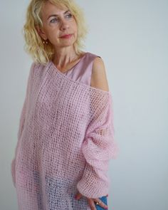 Hello, I'm the one, who won't let you down - pink mohair tunic. I will comfort you, keep you warm and will make you smile. I'm 100% hand made and proud of that. I consist of 70% italian kid mohair and 30% of nylon, which makes me incredibly natural. I'm quite unique as could be worn all year long. I'm in one size and one size fits all because my measurements are : ❤️ Width -57-58 cm ❤️ Lengths -88-89 cm If you would like me in other size, you could request a custom order with your own parameters Casual Mohair Sweater For Spring, Oversized Pink Sweater For Summer, Spring Casual Mohair Sweater, Pink Mohair Sweater For Spring, Pink Mohair Sweater, Cozy Long Sleeve Mohair Top, Pink Bohemian Hand-knitted Sweater, Spring Mohair V-neck Sweater, Pink Mohair Long Sleeve Outerwear